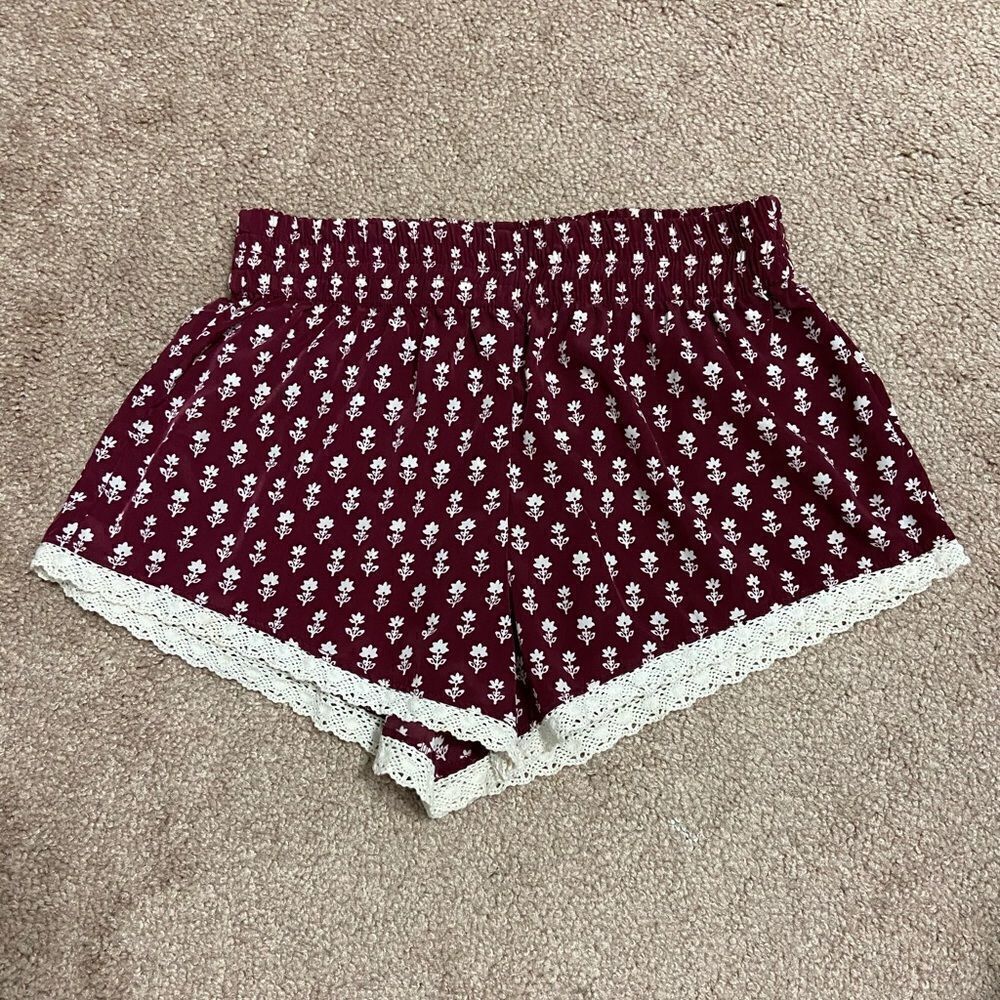 Forever 21 Burgundy Printed Shorts